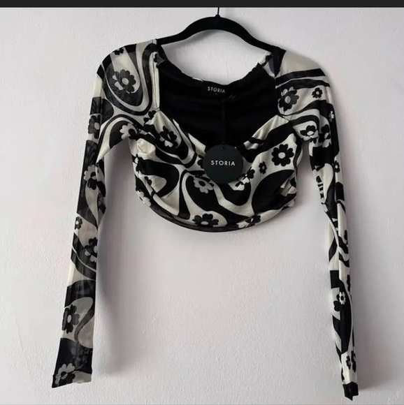 🍉 NWT Storia Ditsy Floral Crop Top - Picture 2 of 2